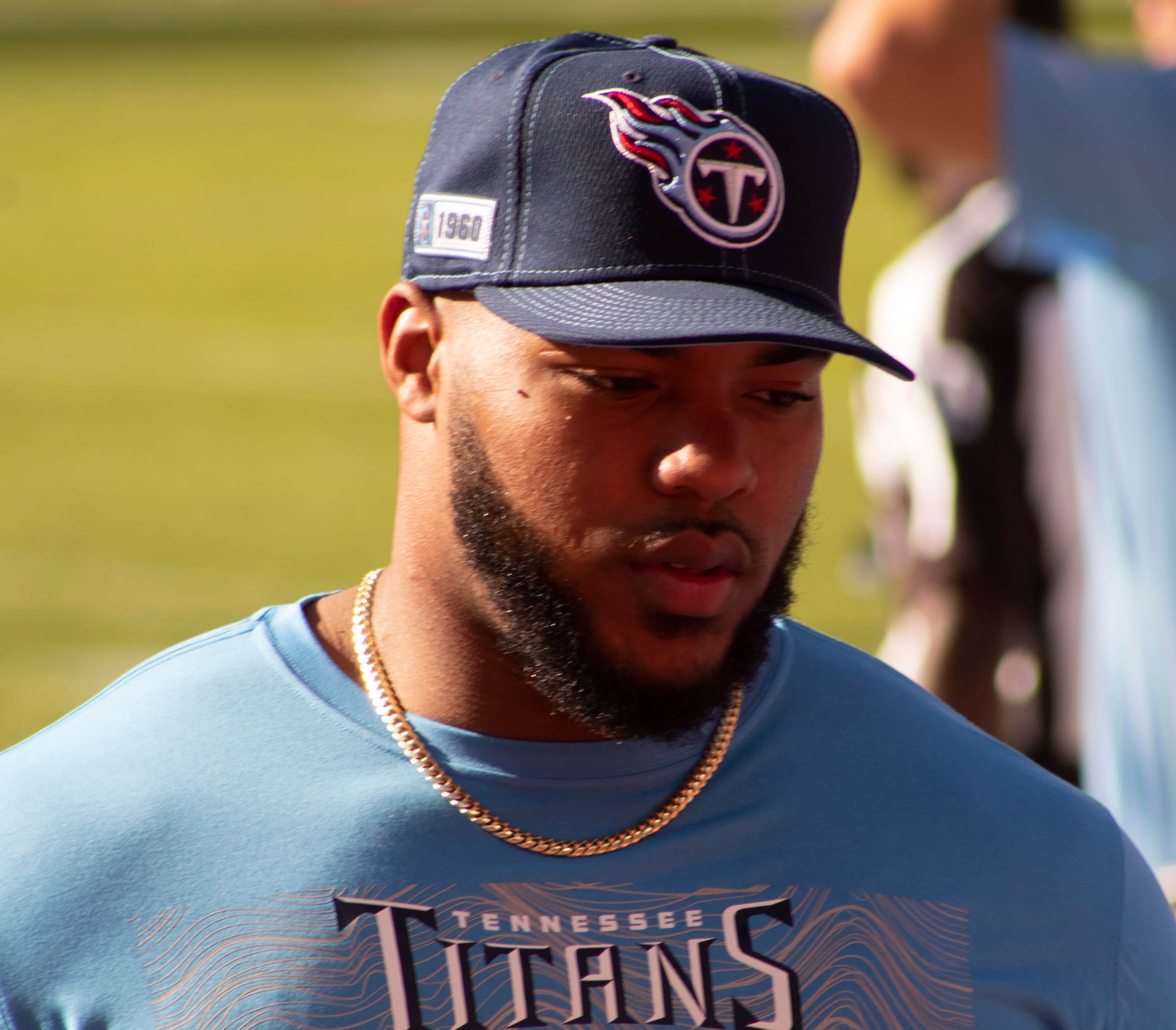 Jeffery Simmons wearing a Tennessee Titans cap in an October 2019 archive photograph.