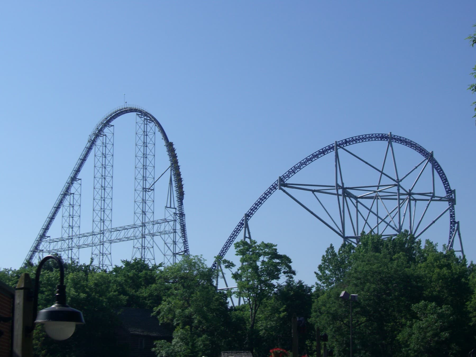 Archival 2007 view of Millennium Force’s blue track at Cedar Point.