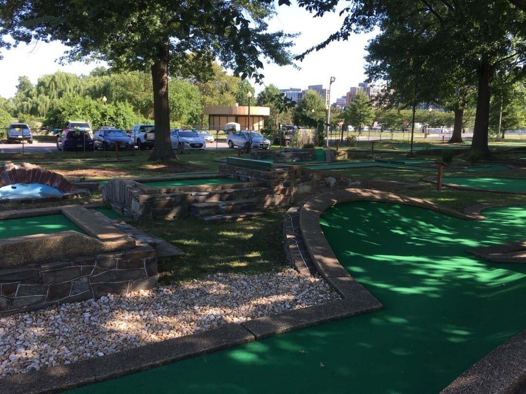 The miniature-golf area at East Potomac Park in an archival National Park Service photograph.