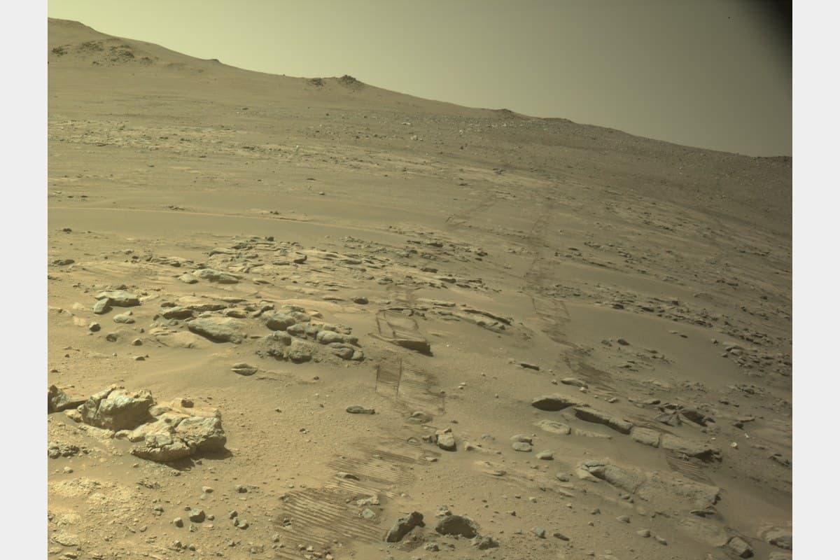 Perseverance navigation-camera view of the Martian surface
