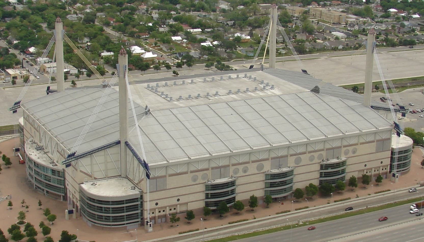Archival exterior view of the Alamodome in San Antonio.