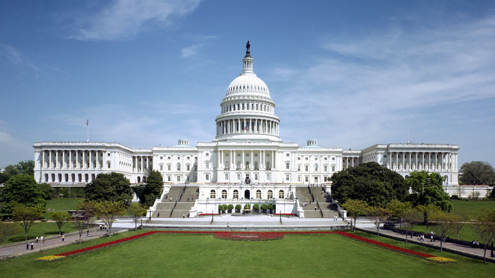 The west front of the U.S. Capitol in Washington, with its dome and terraces, in a 1997 archive photo.