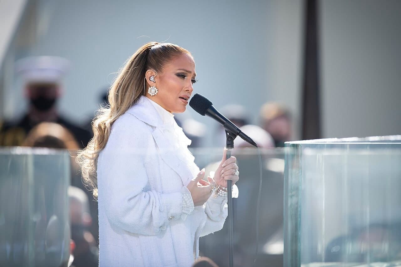 Jennifer Lopez performing at the U.S. presidential inauguration; not the October 2026 party. Goldstein is not pictured.