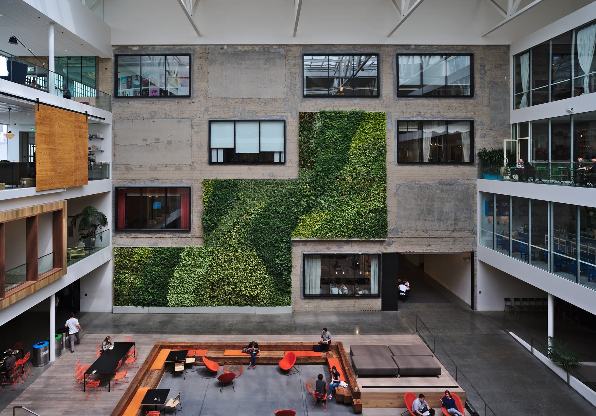 Archive photograph of the atrium at Airbnb headquarters in San Francisco, April 5, 2017; not a rental property or guest checkout.