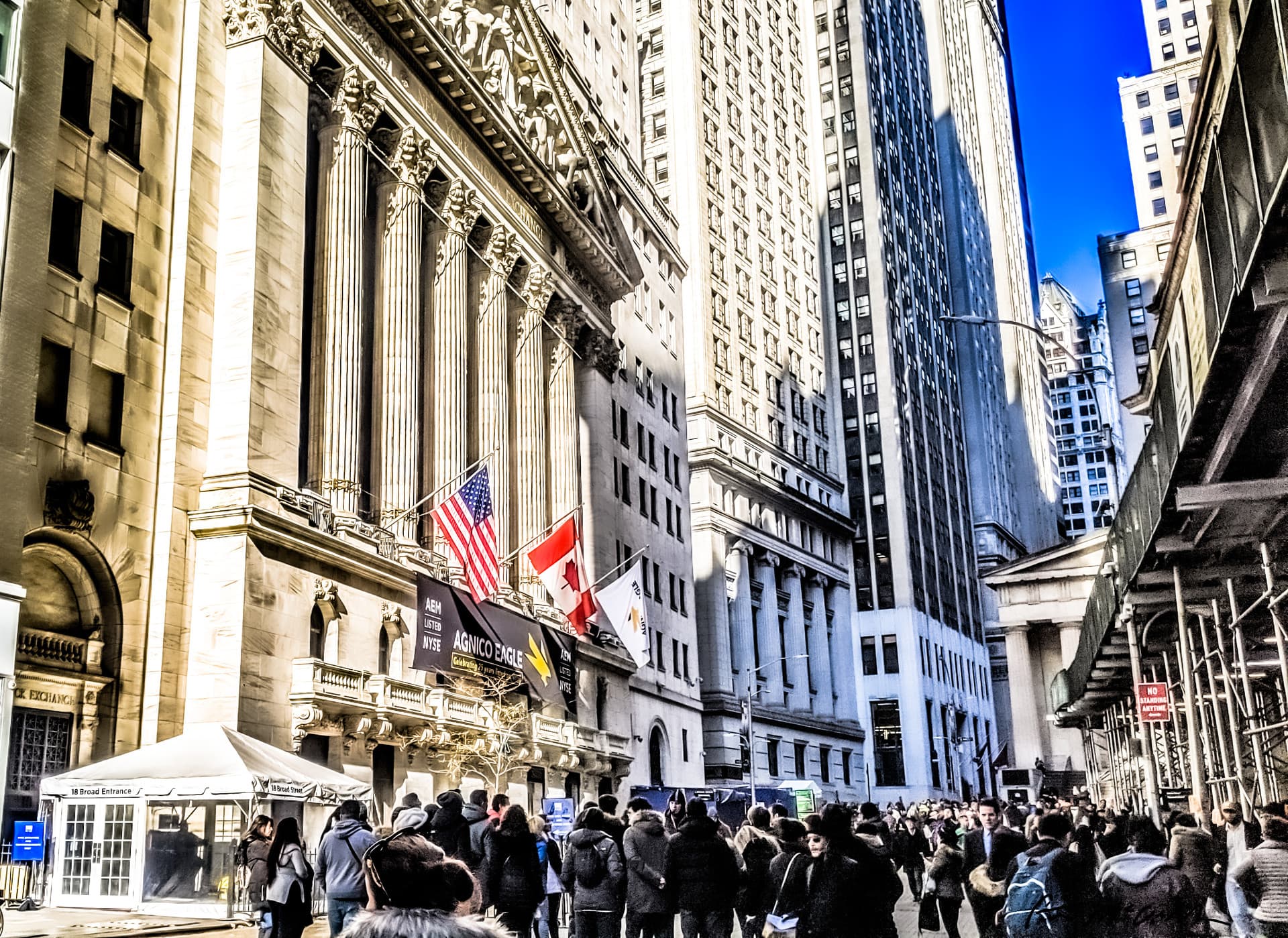 The New York Stock Exchange exterior in an April 2018 archive photograph.