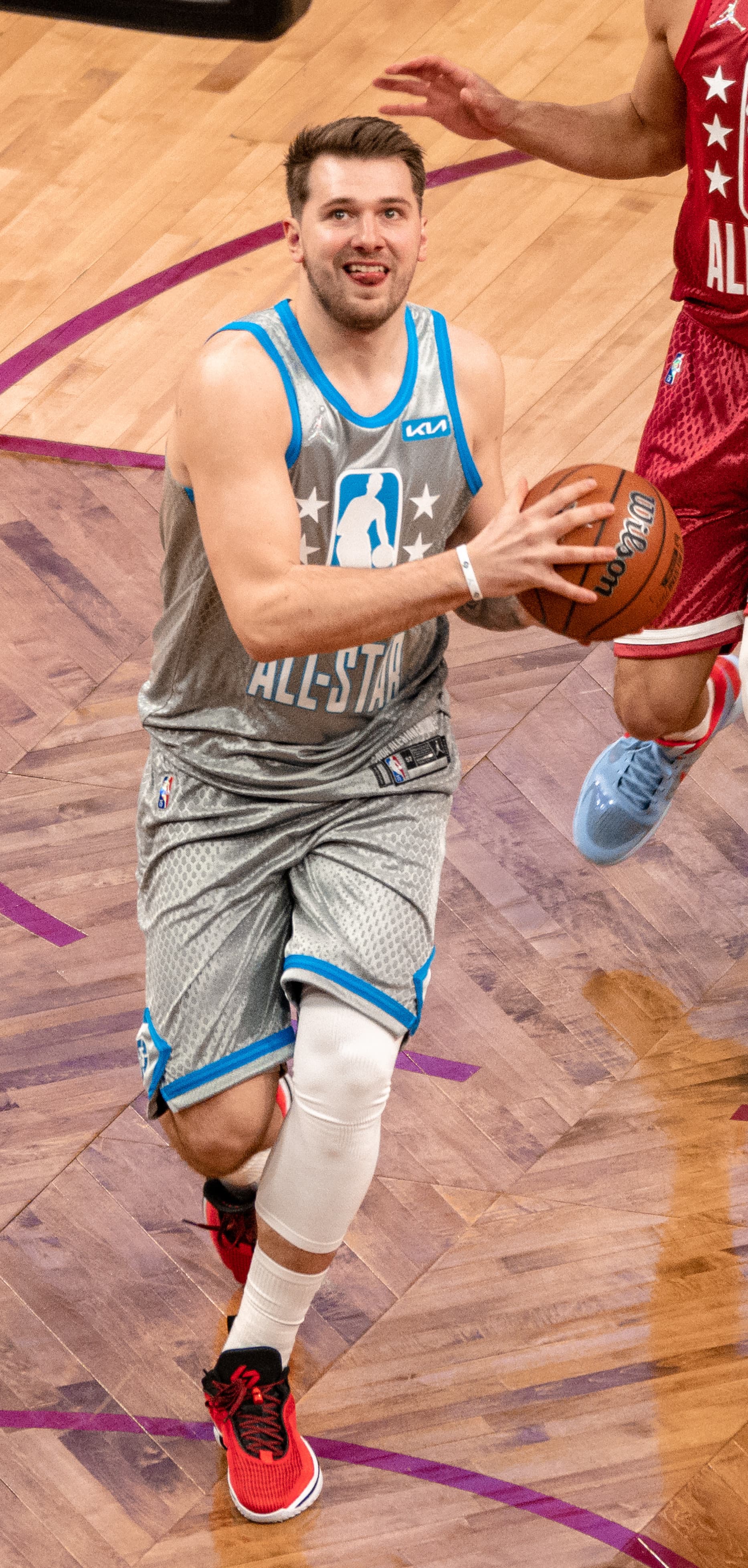 Archive photograph of Luka Dončić at the February20 2022 NBA All-Star Game; not the October2026 confrontation.