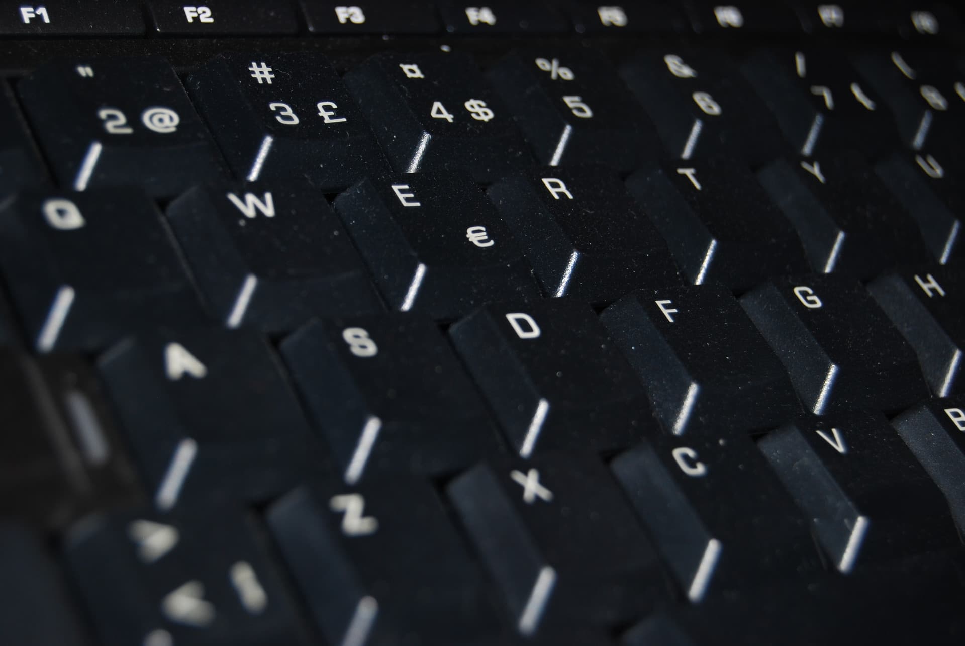 Archive close-up of a black computer keyboard, used illustratively.