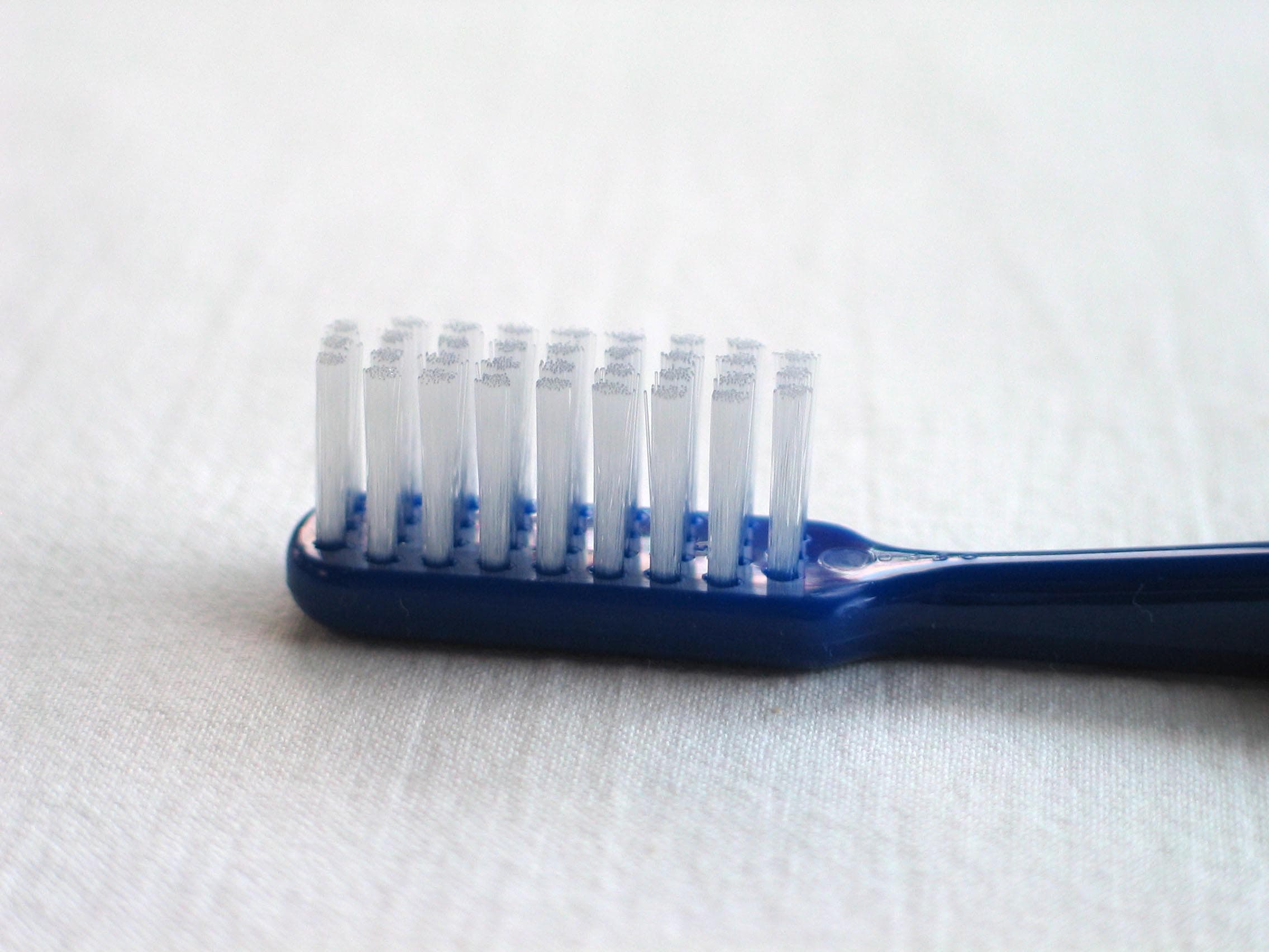 Illustrative archive close-up of toothbrush bristles, photographed in Sweden in July 2005.