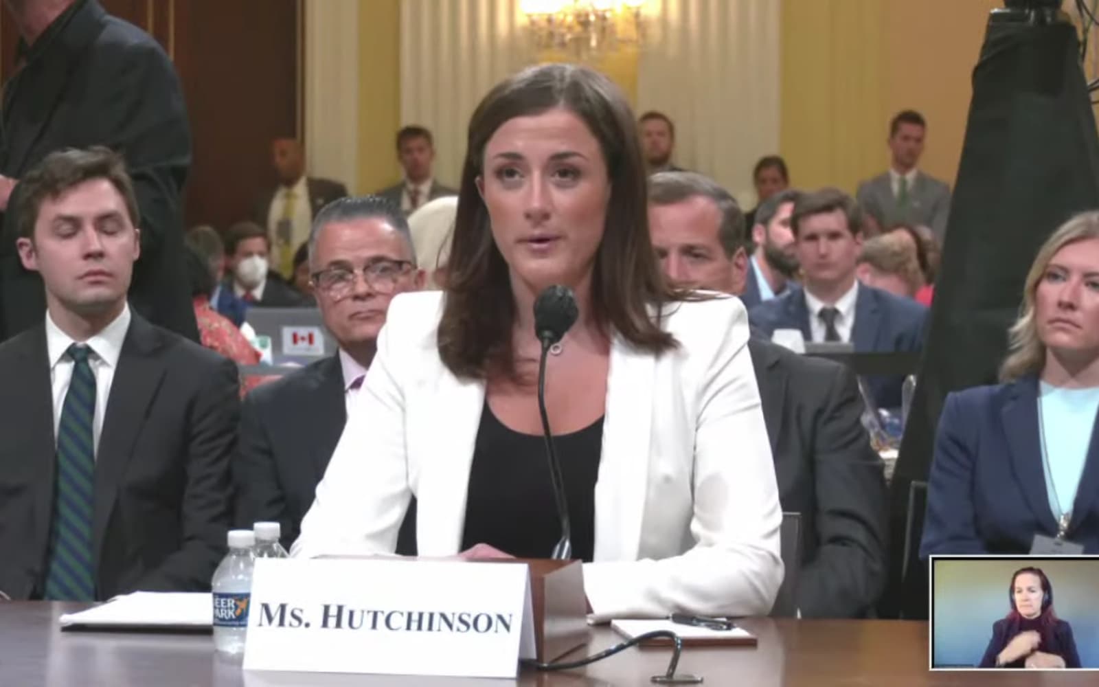 Cassidy Hutchinson testifying at the June 28, 2022, House January 6 committee hearing.