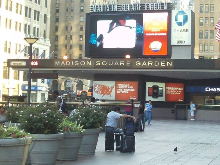 Archival exterior photograph of Madison Square Garden in New York City.