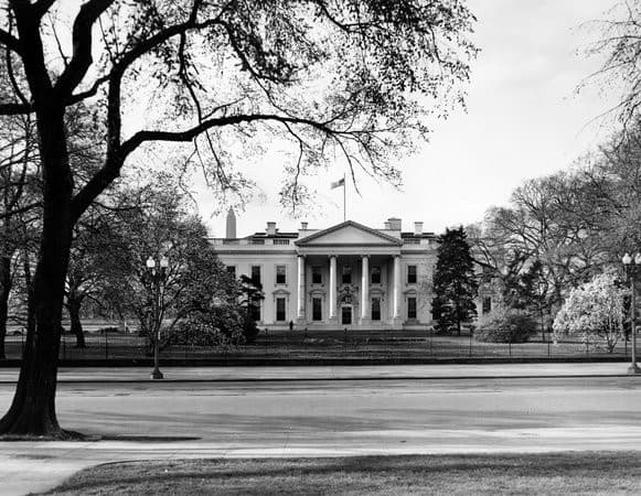The north portico of the White House in an archive photograph.
